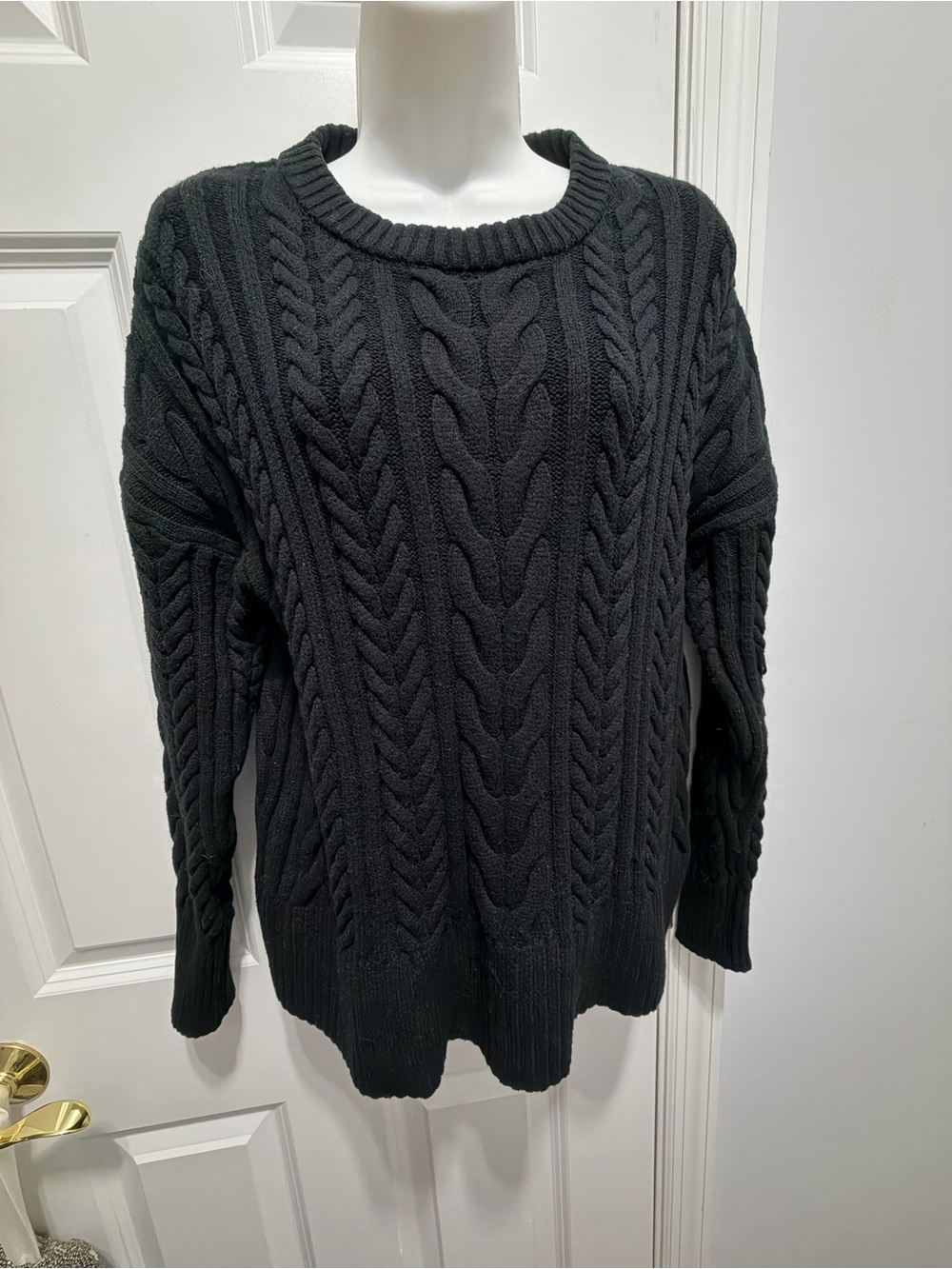 Philosophy Black Cable Knit Crewneck Sweater - Picture 3 of 5